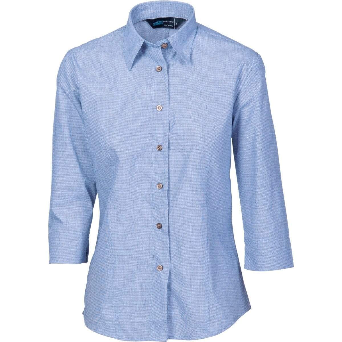 DNC Workwear Corporate Wear Blue / 26 DNC WORKWEAR Ladies Classic Mini (Check) Houndstooth 3/4 sleeve Business Shirt 4254